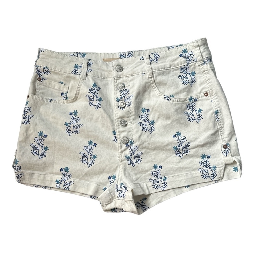 Anthropologie Pilcro Shorts White Blue Floral Ultra High Rise Women’s Size 32 - Picture 4 of 8